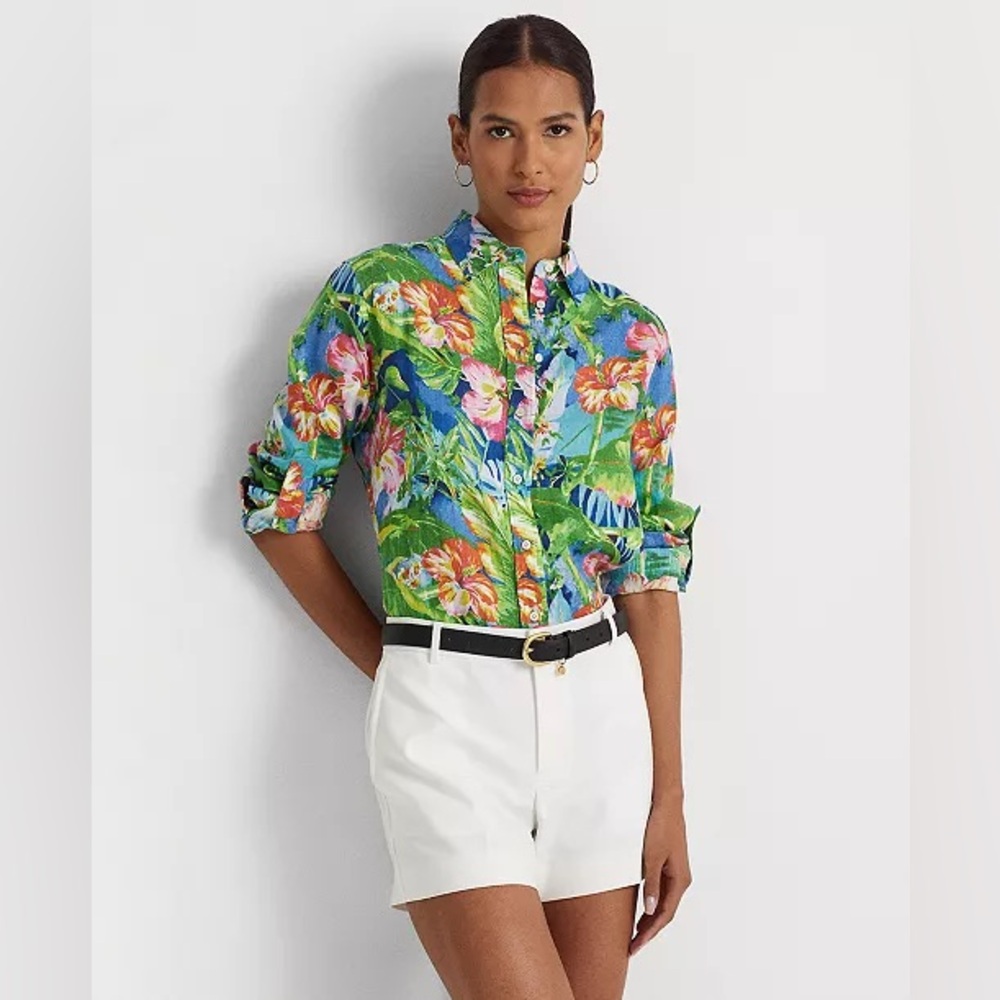 Ralph Lauren Karrie Floral Linen Shirt.Size small.